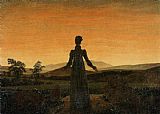 Caspar David Friedrich Canvas Paintings - Woman before the Rising Sun